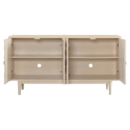 Modern 4-door Sideboard With Convex Doors And 2 Silver Handles For