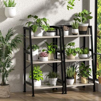 3-Tier Bookshelf, Ladder Shelf, Stand up Shelves, Industrial Bookcase