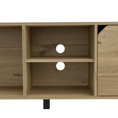 TV Stand For TVs Up 70 Estocolmo, Four Open Shelves, Light Oak Finish