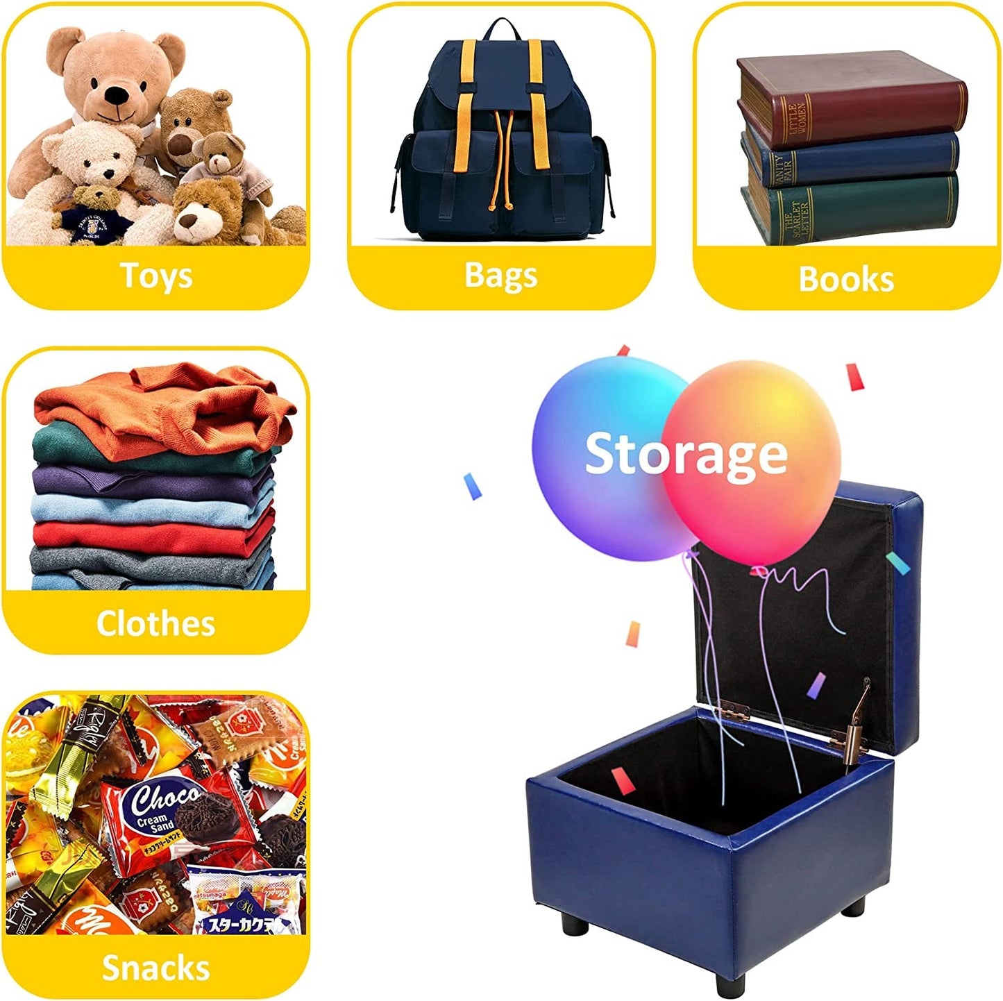 Luxury Leather Storage Ottoman Foot Rest Cube