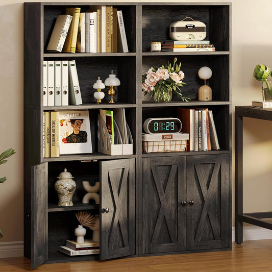 Industrial Bookshelves and Bookcases with Doors 11.8 in Depth Floor