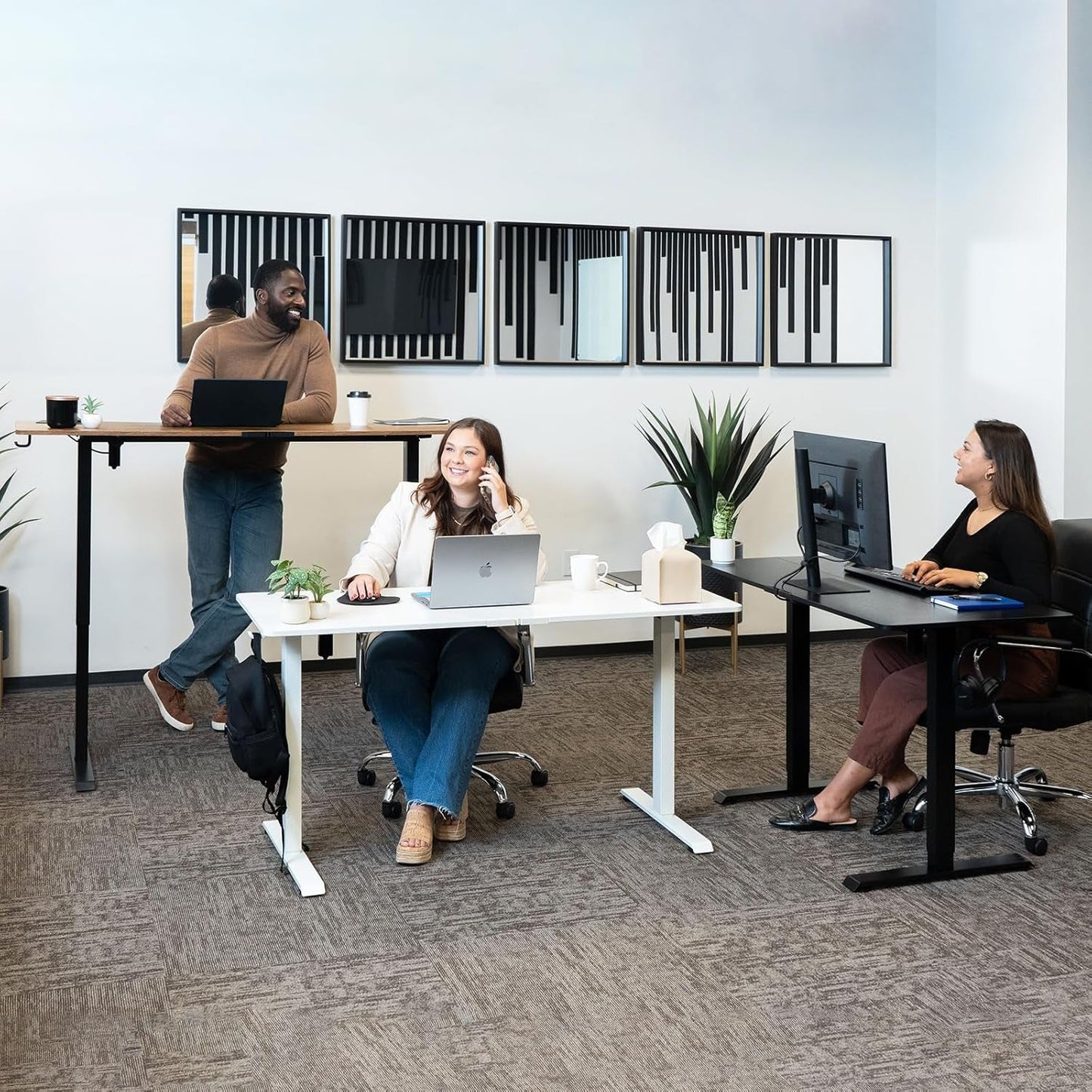 47.2 Inch Electric Standing Desk, Height Adjustable Sit Stand Up, Wood