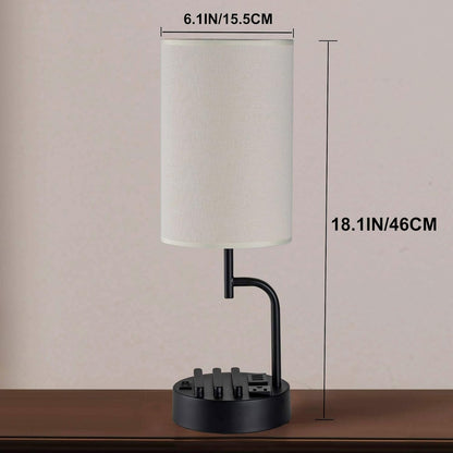 Table Lamp with 3 USB Charging Ports, Modern Desk Lamp with AC Outlet
