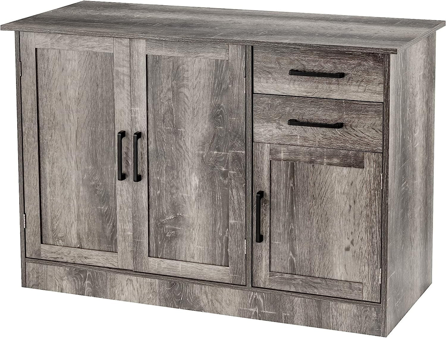 Gray Entryway Cupboard Sideboard Storage Cabinet with Drawers