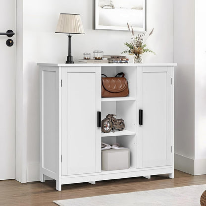 Storage Cabinet with 2 Doors and 4 Storage Shelves, Credenza Buffet