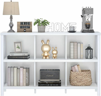 6 Cube Storage Organizer with Shelf, Long Wood and Metal Cubby