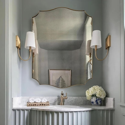 Stainless Steel Metal Frame Wall Mount Vanity Mirror, 22X30 Irregular