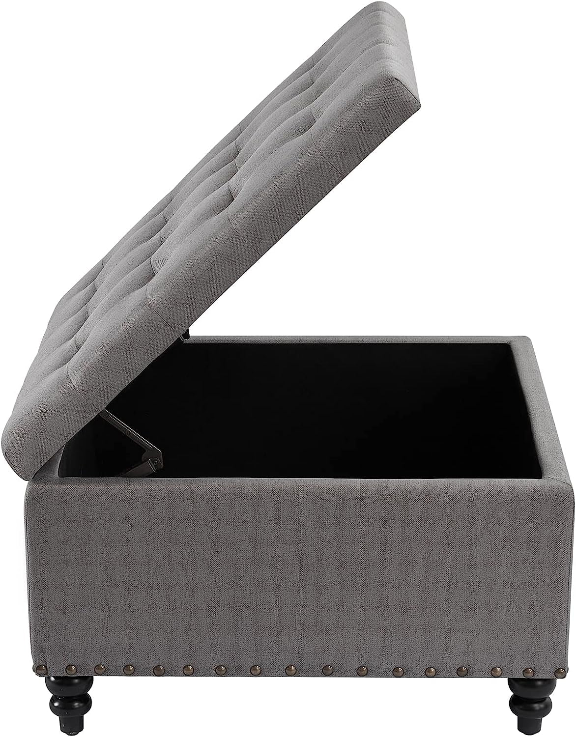 Grey Tufted Ottoman with Storage for Living Room