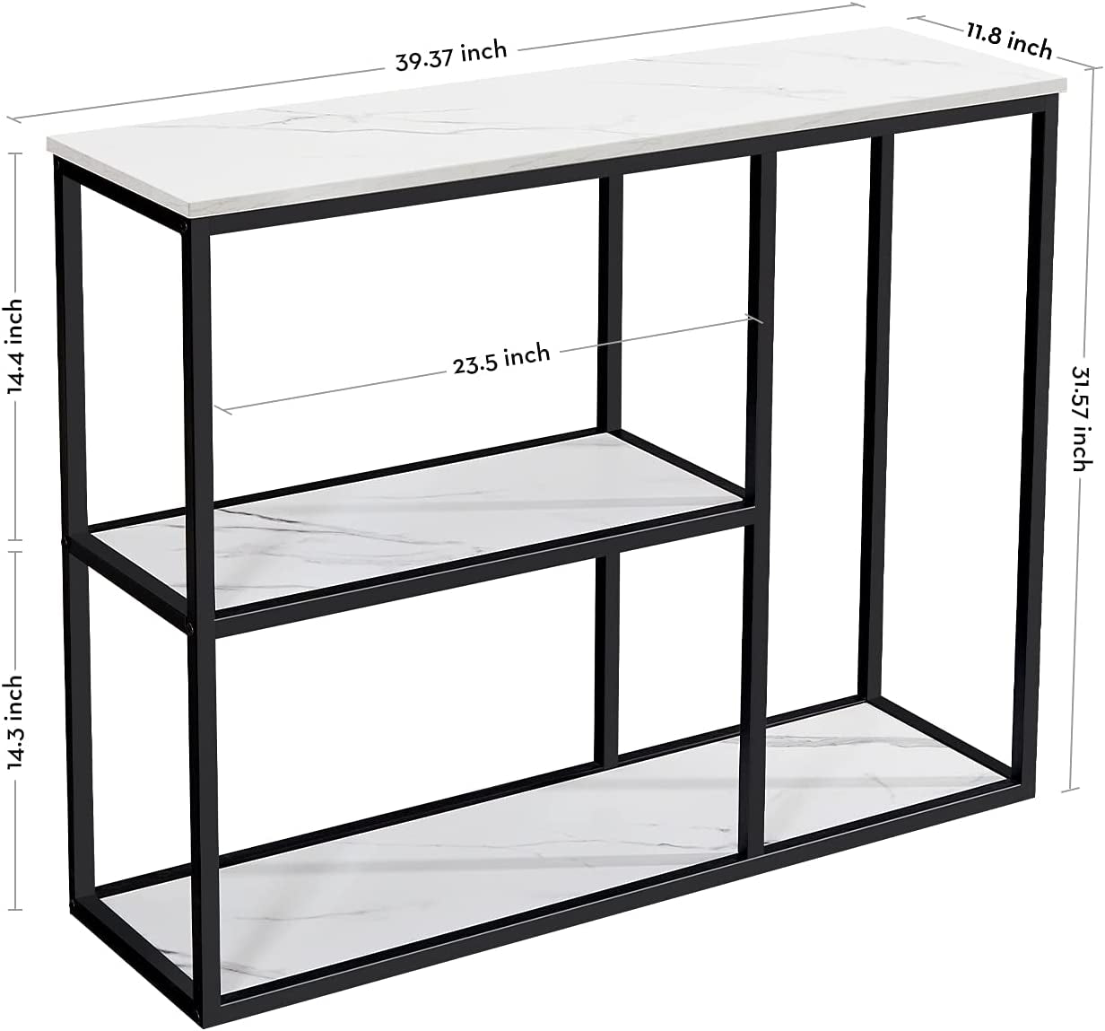 Modern Industrial Sofa Table with Storage Shelves