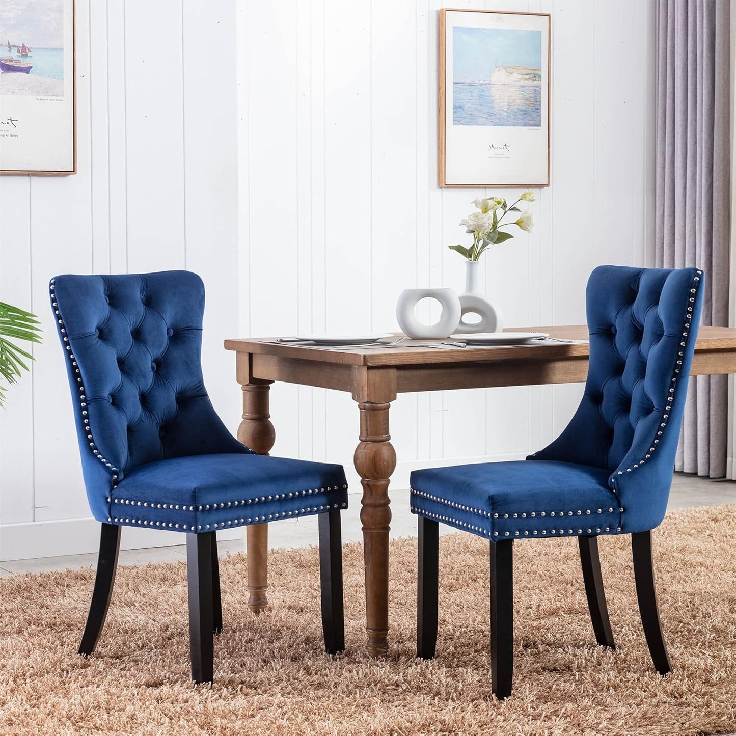 Tufted Dining Chairs Set of 4, Velvet Upholstered Dining Chairs with