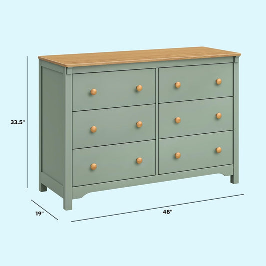 Shea 6-Drawer Dresser in Light Sage and Honey, GREENGUARD Gold