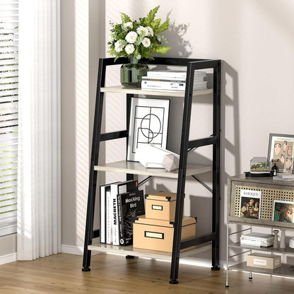 3-Tier Bookshelf, Ladder Shelf, Stand up Shelves, Industrial Bookcase