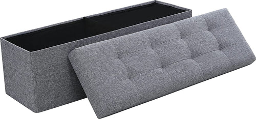 Gray Foldable Tufted Storage Ottoman Bench - 45″