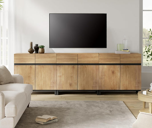 Modern TV Stand for Tvs up to 110 Inch, 3 in 1 Wood Entertainment
