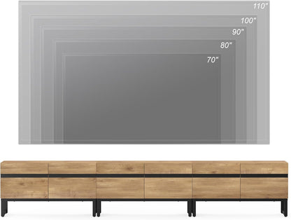Modern TV Stand with Storage Cabinets for 110 Inch TV, Wood TV