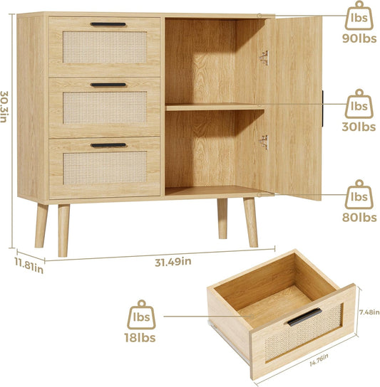 Modern Storage Cabinet, Free Standing Buffet Cabinet, Black Sideboard