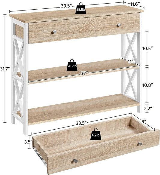 Narrow Console Table with Drawer and Shelves