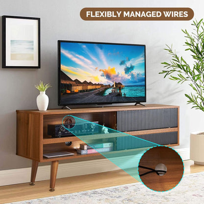 TV Stand for 46 Inch TV Mid Century Entertainment Center with Storage,