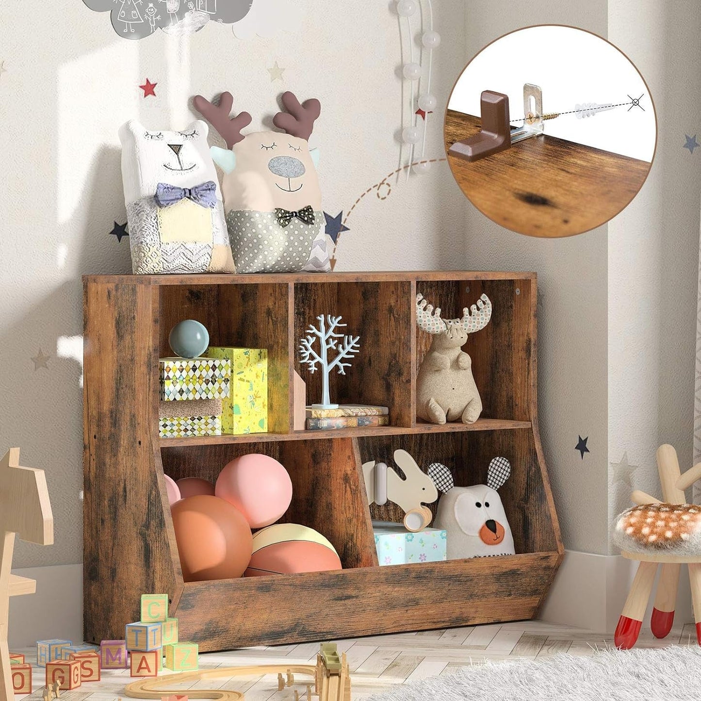 Kids Bookshelf, Bookcase Footboard, Toy Storage Cubby, 35.4" L