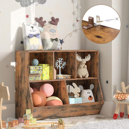 Kids Bookshelf, Bookcase Footboard, Toy Storage Cubby, 35.4" L