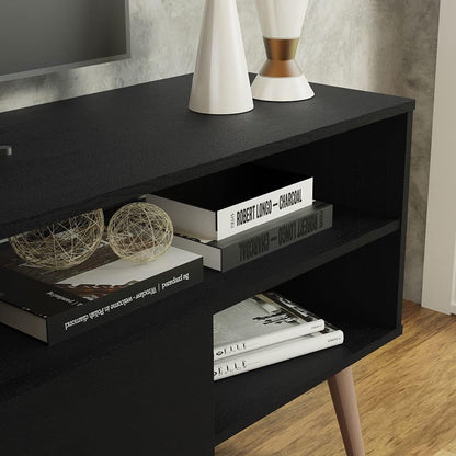 Modern TV Stand with 1 Door and 4 Shelves with Cable Management for