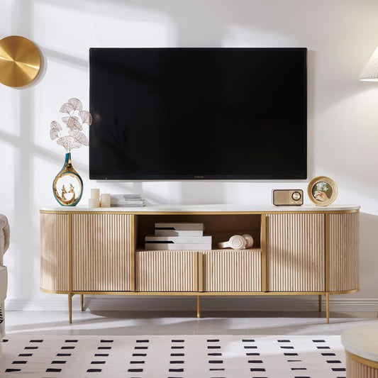 Luxury 70" Fluted TV Stand, Modern Chic Entertainment Center for Tvs