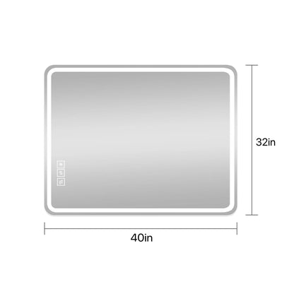 40x32 Inch LED Bathroom Mirror Vanity Mirrors with Front Lights Wall