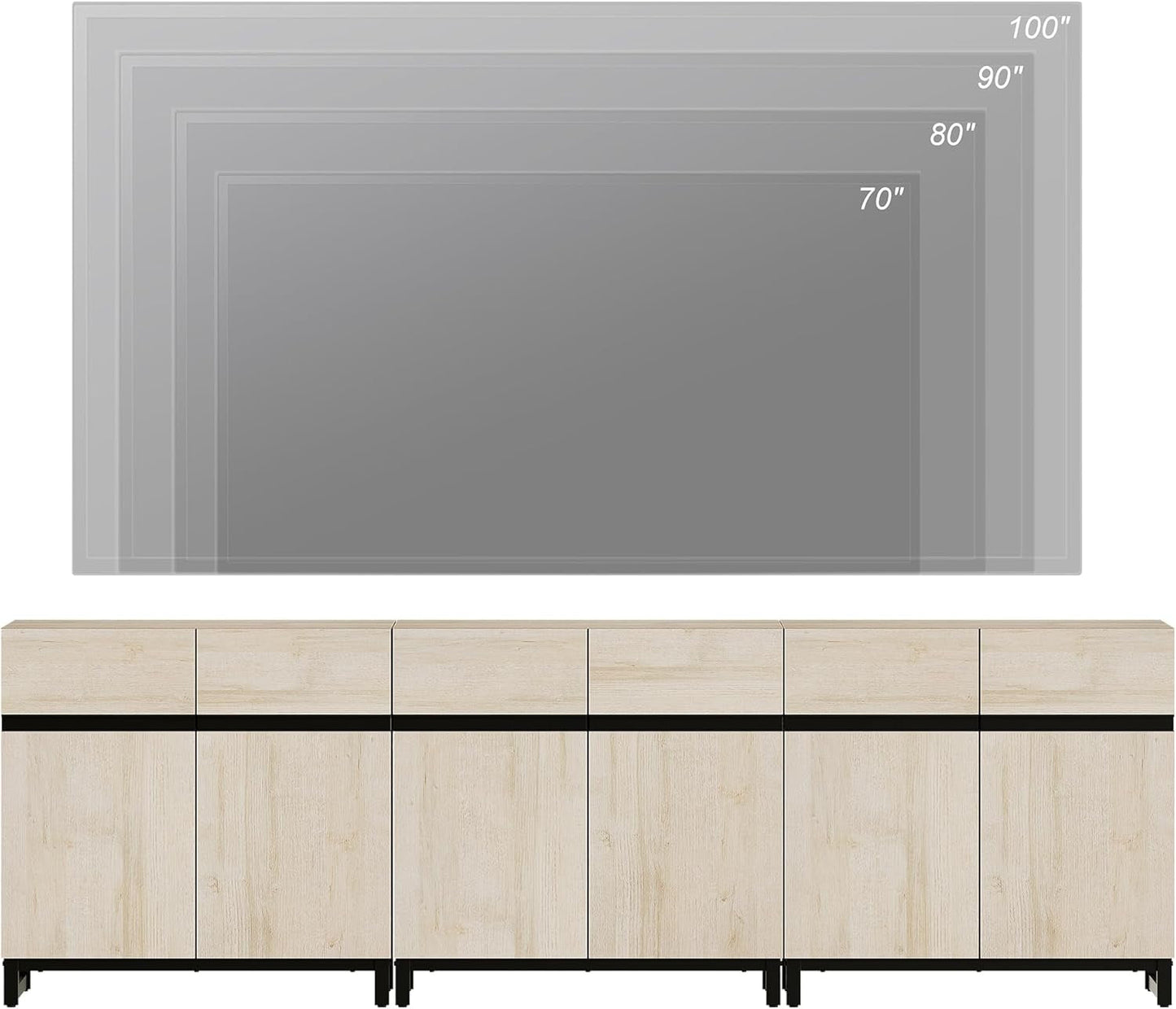 Modern TV Stand for Tvs up to 110 Inch, 3 in 1 Wood Entertainment