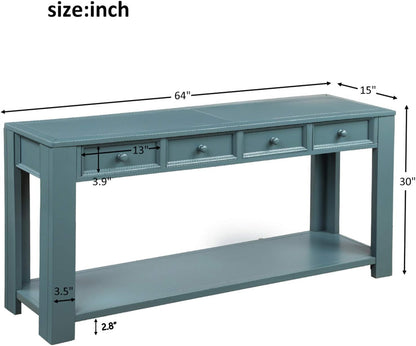 Easy Assembly Blue Console Table with Drawers