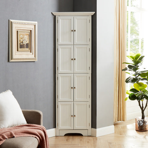 High Storage Cabinet With Door And 4 Shelves, Suitable For Living