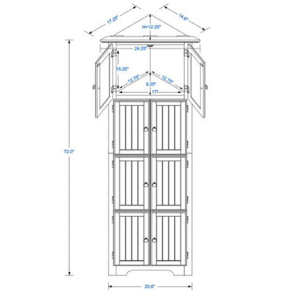 High Storage Cabinet With Door And 4 Shelves