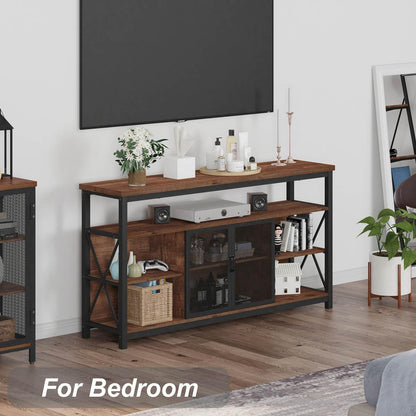 Tall TV Stand for Tvs up to 65 Inch, Industrial Wood Entertainment