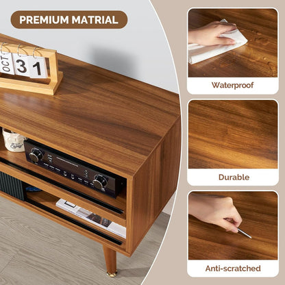 TV Stand for 46 Inch TV Mid Century Entertainment Center with Storage,