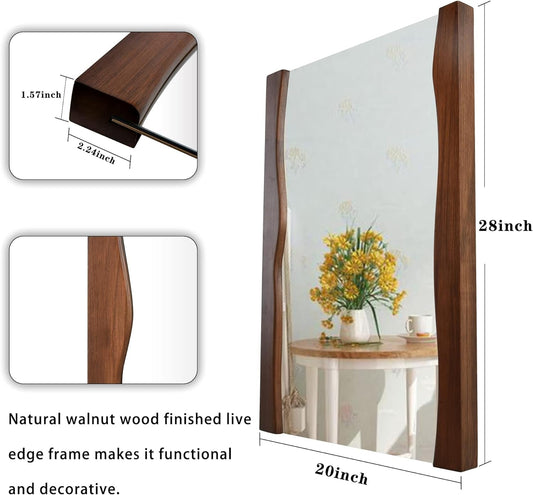Rustic Brown Wood Bathroom Mirror with Live Edge Frame - Irregular 20