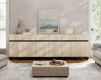 Modern TV Stand for Tvs up to 110 Inch, 3 in 1 Wood Entertainment