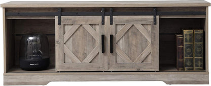 Farmhouse Sliding Barn Door TV Stand for Tvs up to 65 Inch, Modern