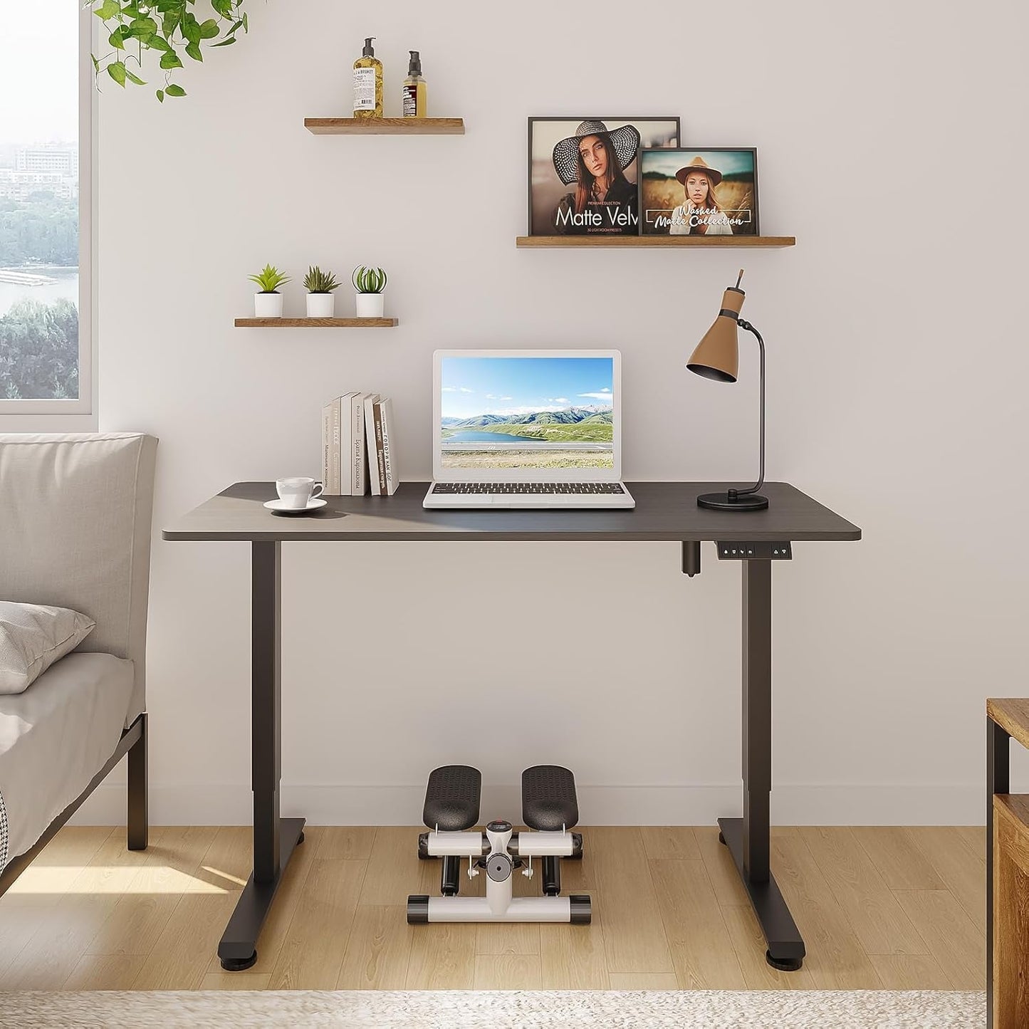 47.2 Inch Electric Standing Desk, Height Adjustable Sit Stand Up, Wood