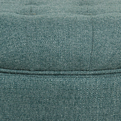 Dark Teal Velvet Storage Ottoman with Lid