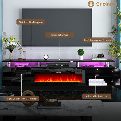 80" Modern Electric Fireplace TV Stand for Tvs up to 90 Inch, with