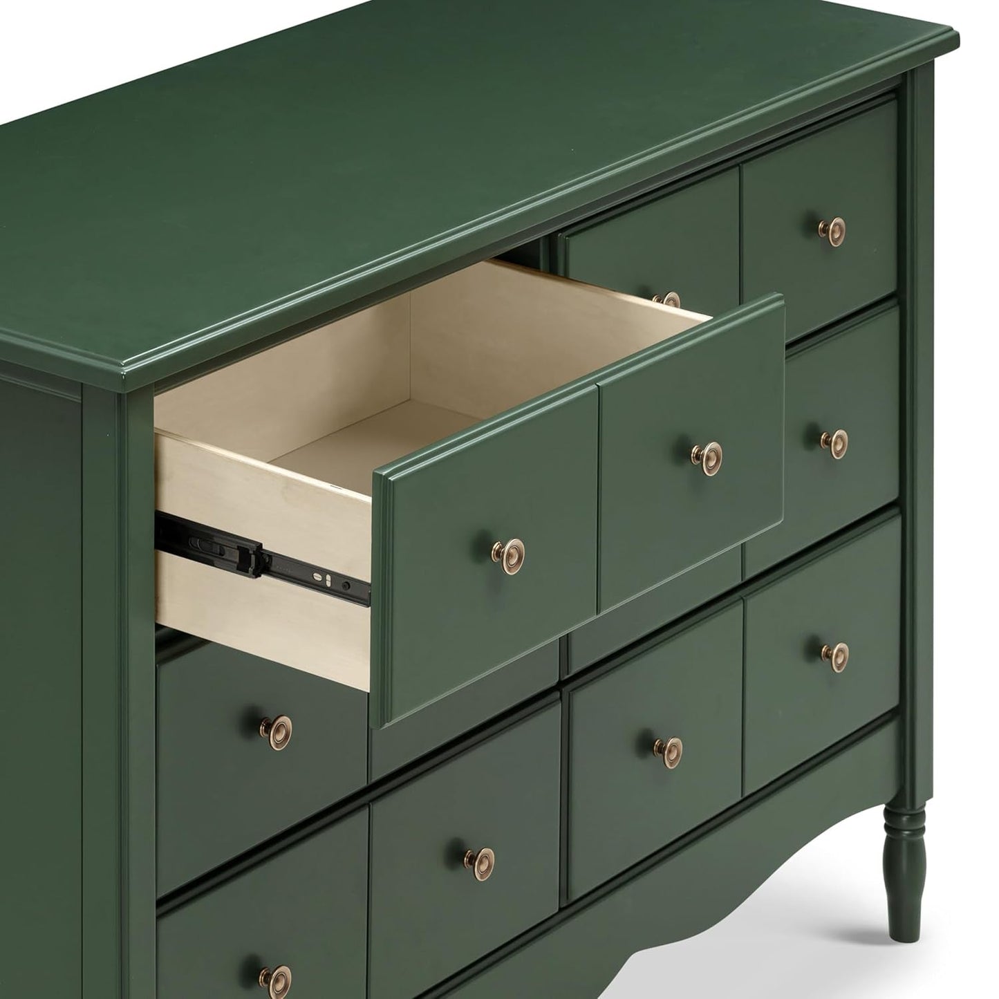 Liberty 6-Drawer Assembled Dresser in Forest Green | 2 Sets of Knobs