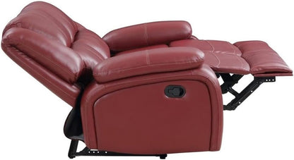 Red Faux Leather Reclining Loveseat rana