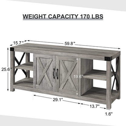 Farmhouse Grey TV Stand for 50-65 Inch Tvs
