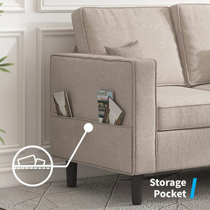Convertible Sectional Sofa Couch with Storage Ottoman, 3 Pcs Couch Set