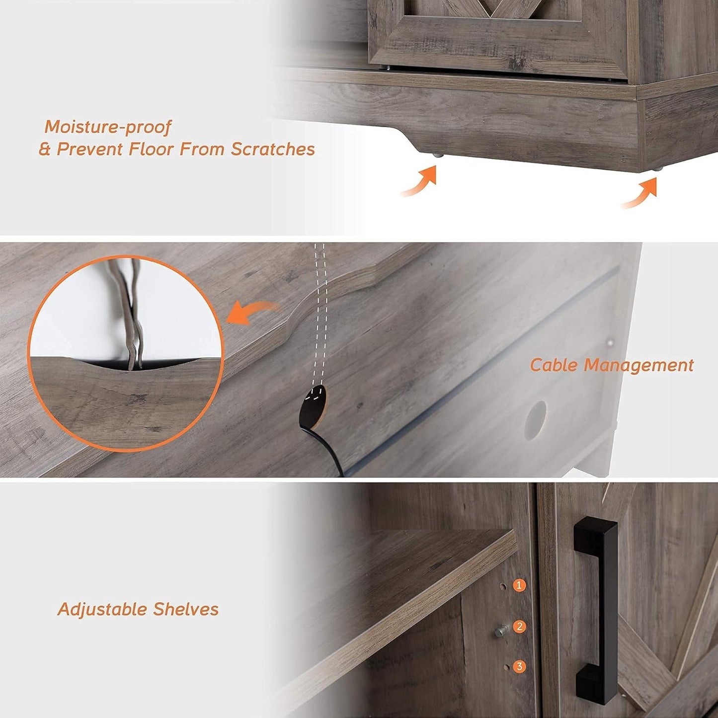Farmhouse Sliding Barn Door TV Stand for Tvs up to 65 Inch, Modern