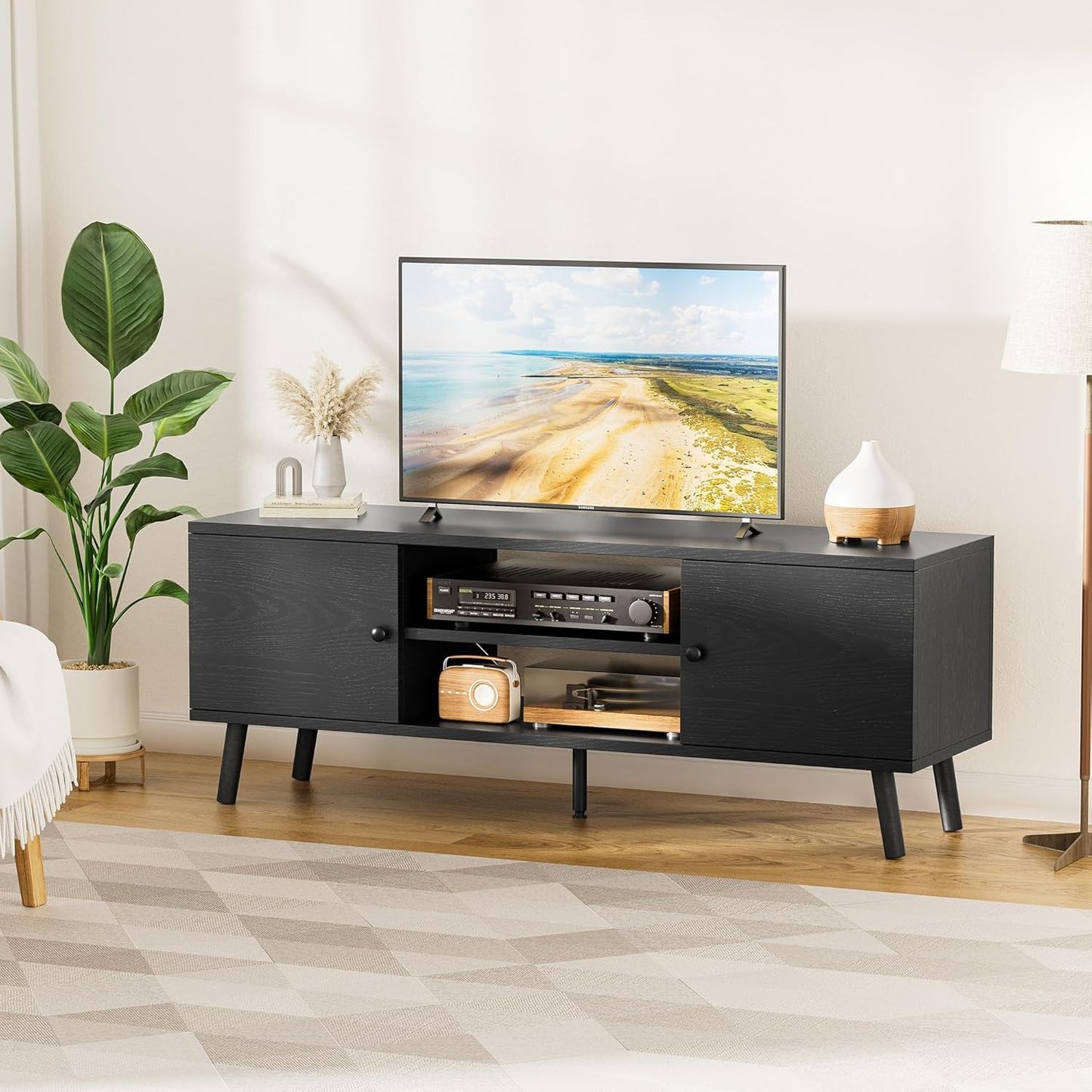 TV Stand for 55-60 Inch TV, Entertainment Center Console Table with