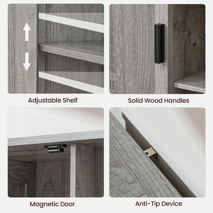 Storage Cabinet with 2 Doors and 4 Adjustable Shelves, Buffet Cabinet