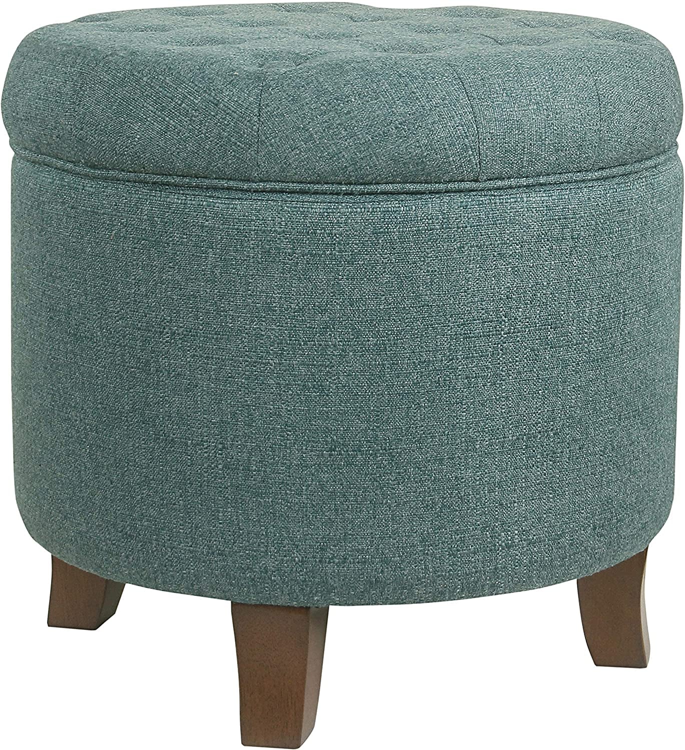 Dark Teal Velvet Storage Ottoman with Lid