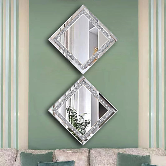 Crystal Crush Diamond Silver Mirror 2Pcs