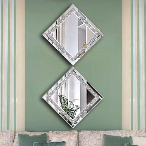 Crystal Crush Diamond Silver Mirror 2Pcs