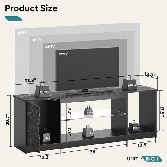 LED Gaming TV Stand for PS5/Xbox, 65 Inch